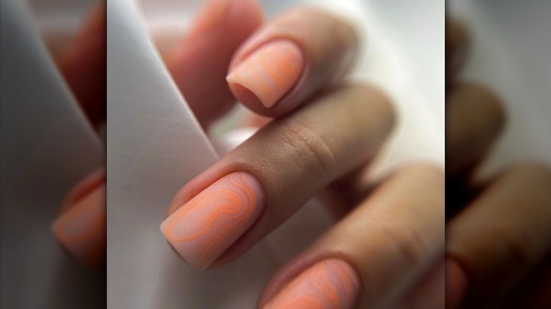matte orange nails