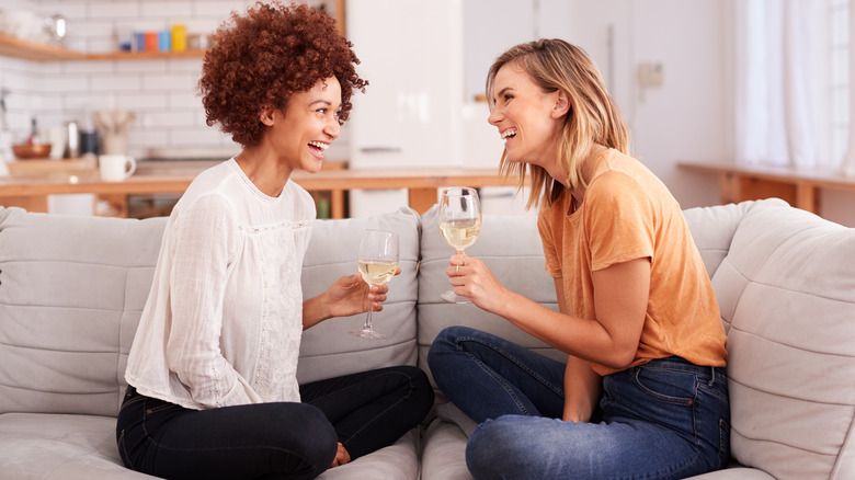 Women drinking wine