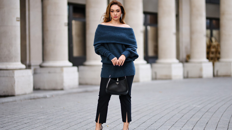 Woman in off the shoulder top 