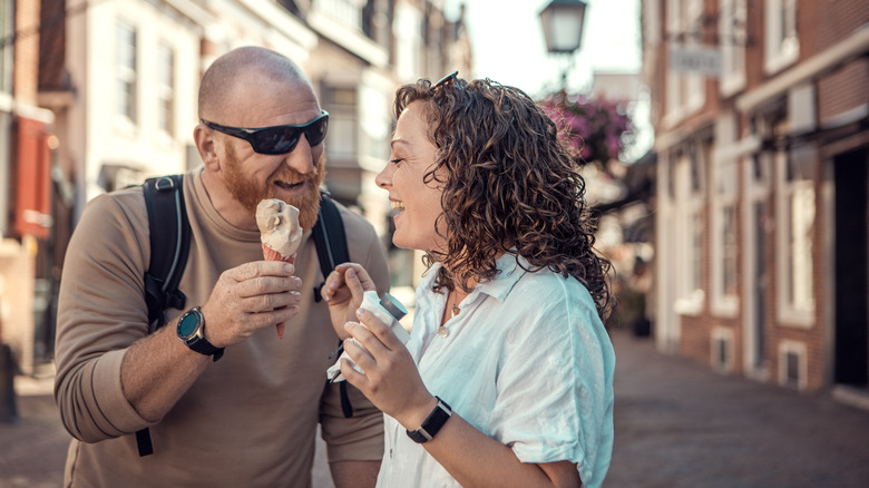 Couple eating ice cream 