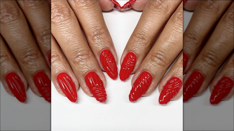 3D red nails