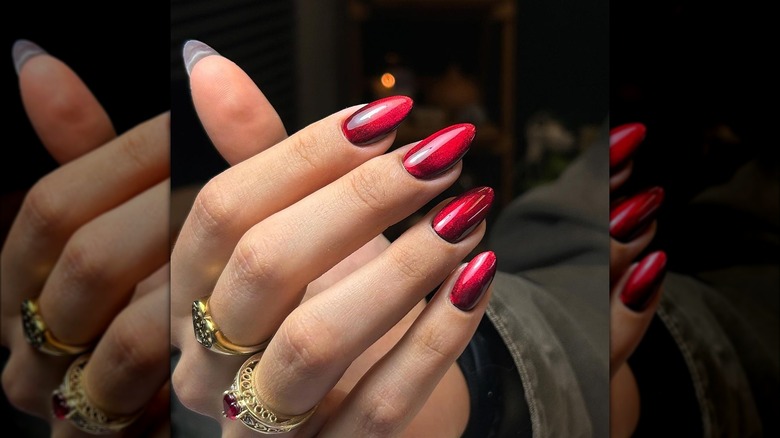 Velvet red nails