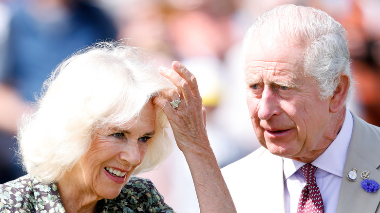 Queen Camilla at an event with King Charles III