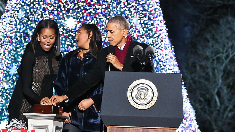 Sasha Obama at the National Christmas Tree Lighting 2016