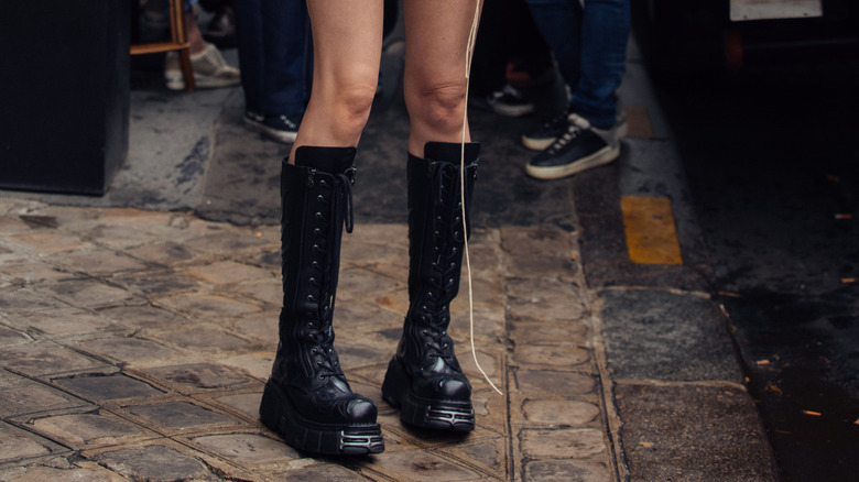 Knee-high motorcycle boots