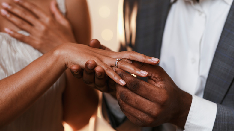 wedding proposal close up of the ring