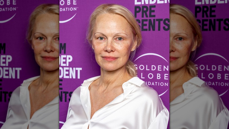 Pamela Anderson without makeup on the red carpet