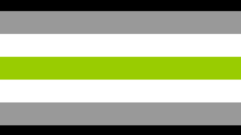 A seven striped flag featuring black, gray. white. and green