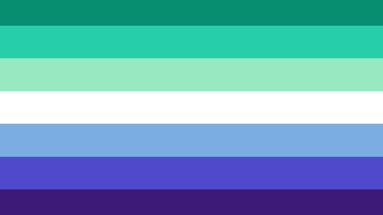 blues, greens, and a white stripe gradient