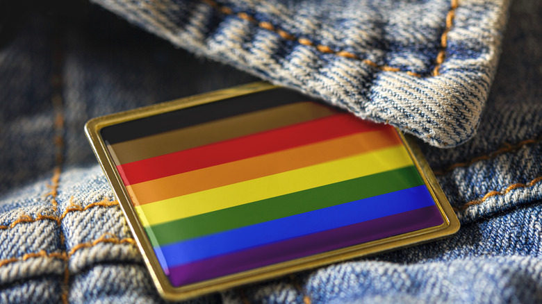 eight stripe rainbow flag pin