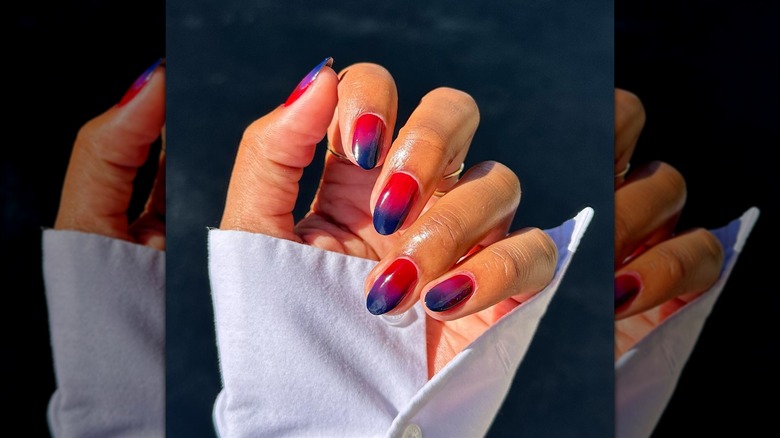 Red and blue manicure