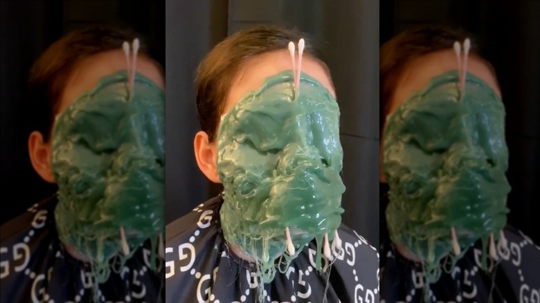 TikToker getting full facial wax