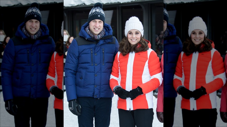 Prince William and Kate Middleton skiing