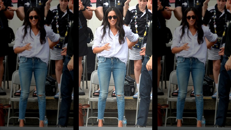 Meghan Markle in ripped jeans