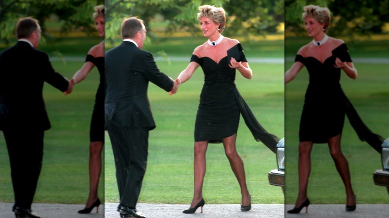 Princess Diana in a black dress