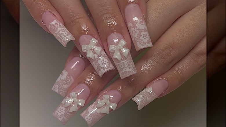 Pink and lace nails