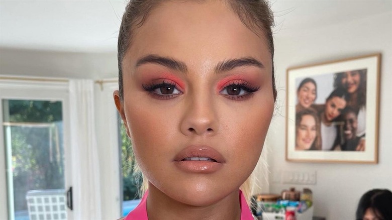 Selena Gomez wearing neon eyeshadow