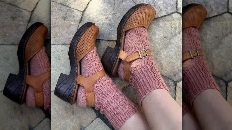 Clogs with pink socks