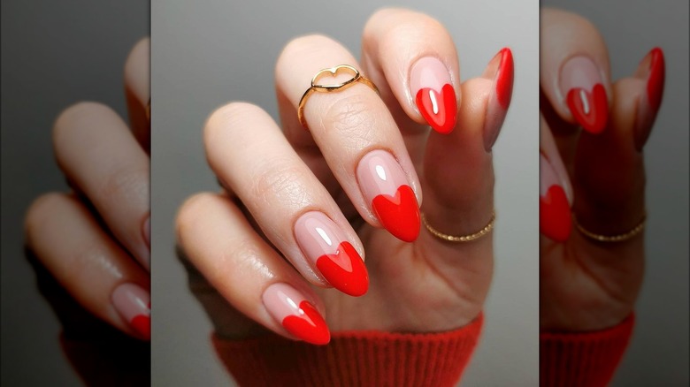 Red heart nails
