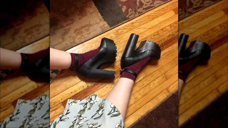 Black heels with socks