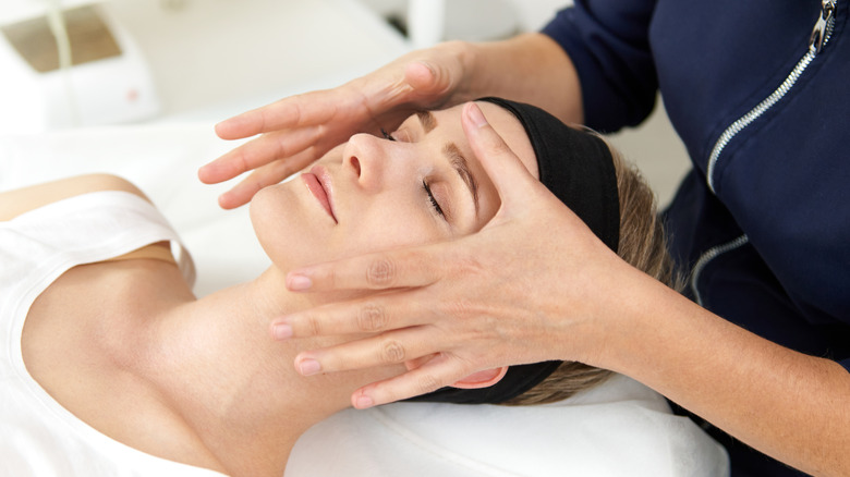 Woman getting a Lymphatic Drainage Massage