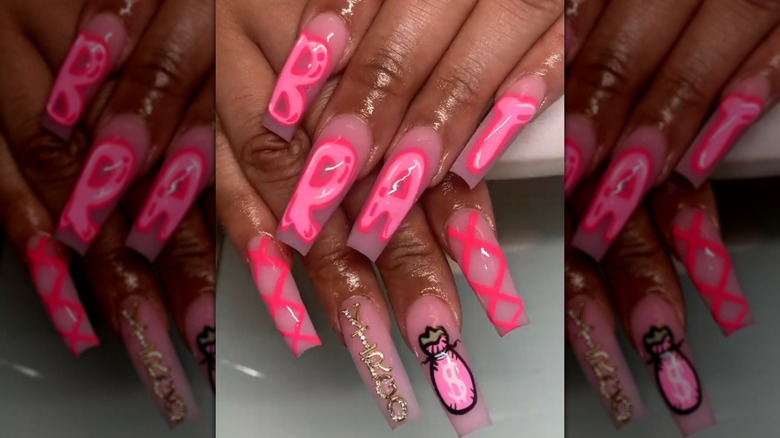 Pink brat nails