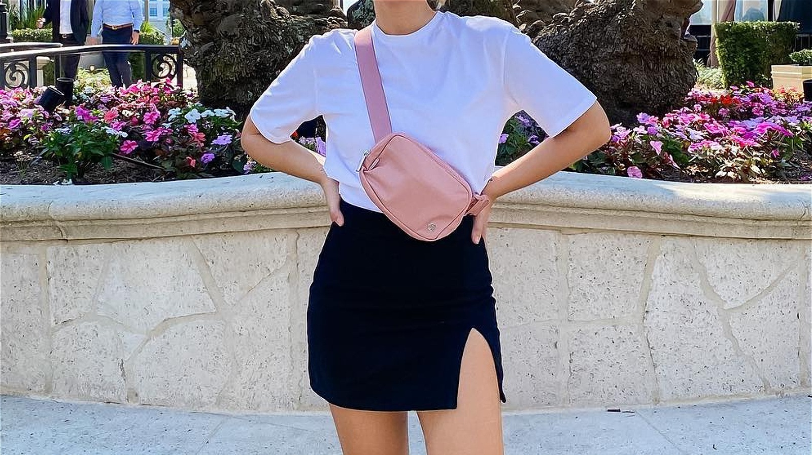 Stylish Monochrome Outfit with Lululemon and Belt Bag
