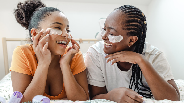 Women wearing eye masks 