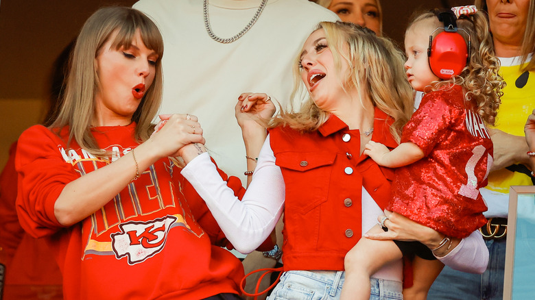 Taylor Swift and Brittany Mahomes at football game