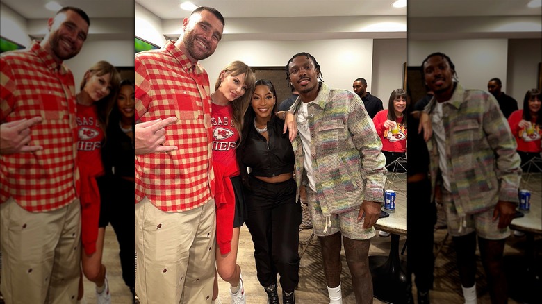 Taylor Swift and Travis Kelce with Chariah Gordon and Mecole Hardman Jr.