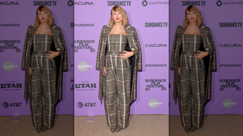 Taylor Swift in a plaid set on the red carpet