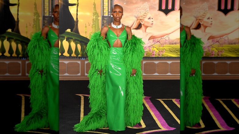 Cynthia Erivo in a green dress