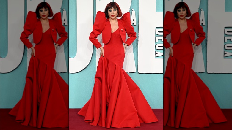 Lady Gaga in a red dress