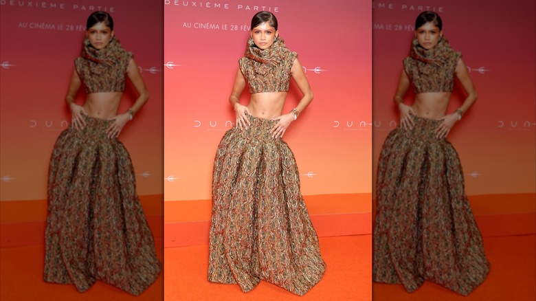 Zendaya in a patterned two-piece