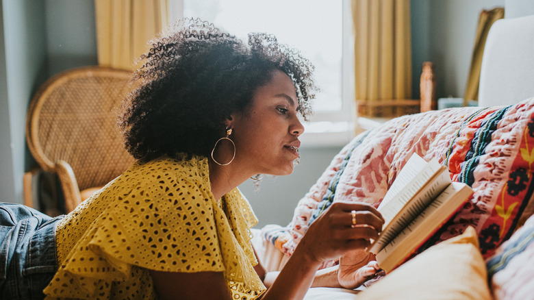 A woman reading a book