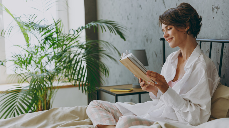 Woman reading book