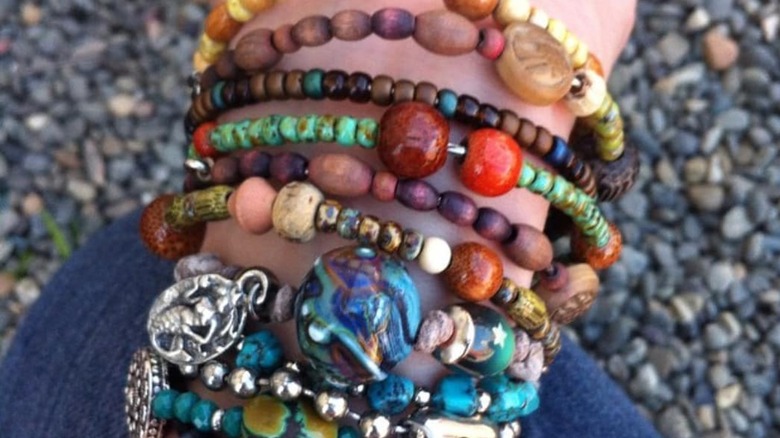 Stacked beaded bracelets