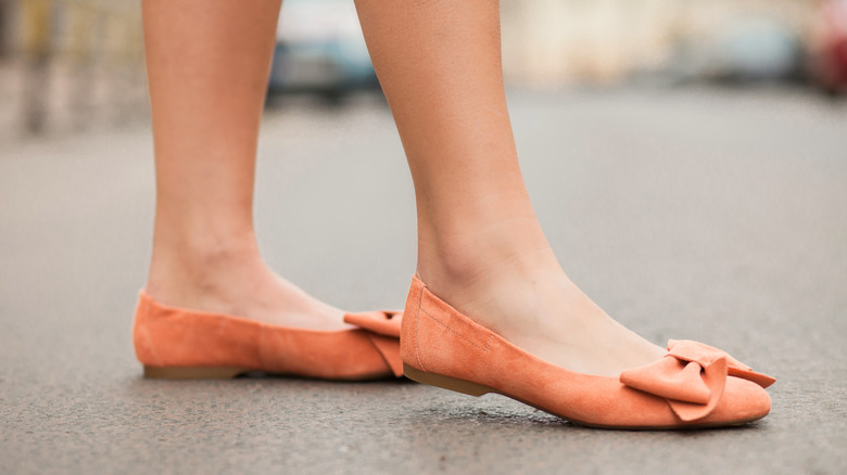 Orange flat shoes