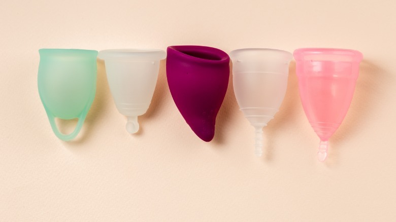 menstrual cups on display