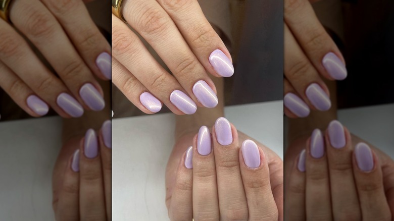 Purple pearly nails