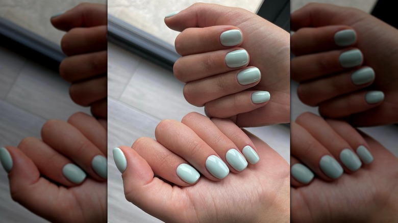 Mint short nails