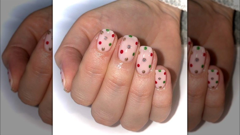 Glitter polka dot nails
