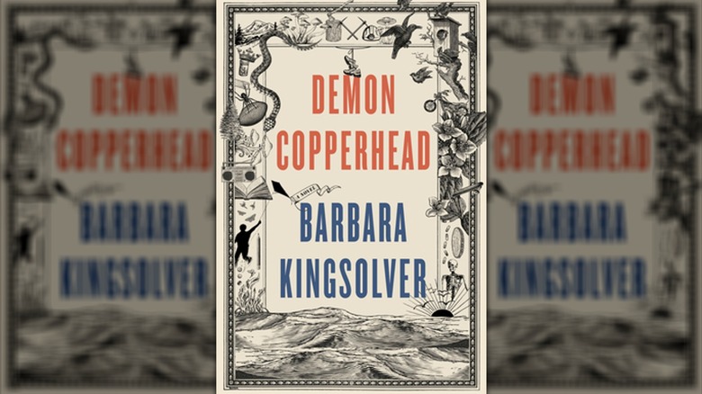 The cover of "Demon Copperhead" by Barbara Kingsolver, featuring stylized drawings