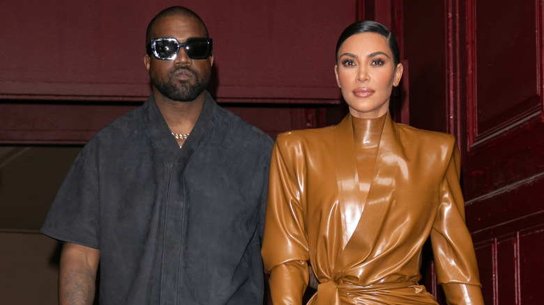 Kim Kardashian and Kanye West at Paris Fashion Week 2020