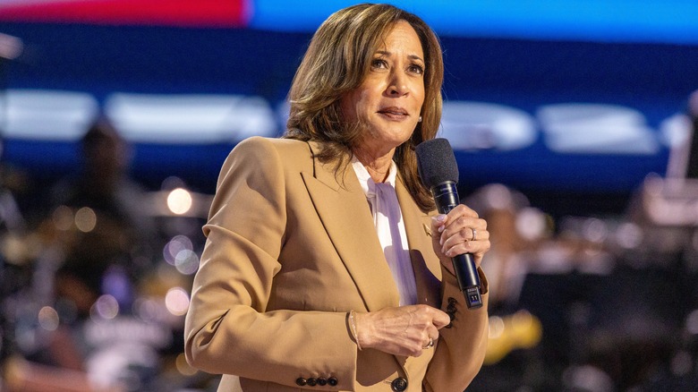 kamala harris in brown suit