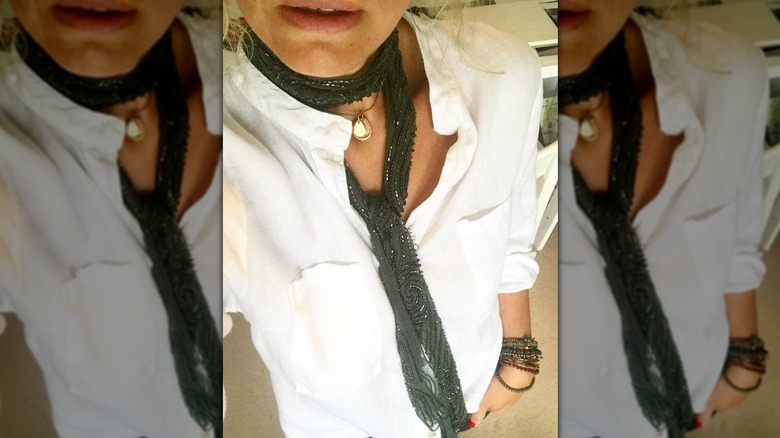 Beaded skinny scarf