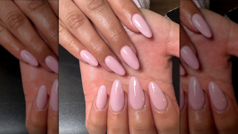 Baby pink manicure