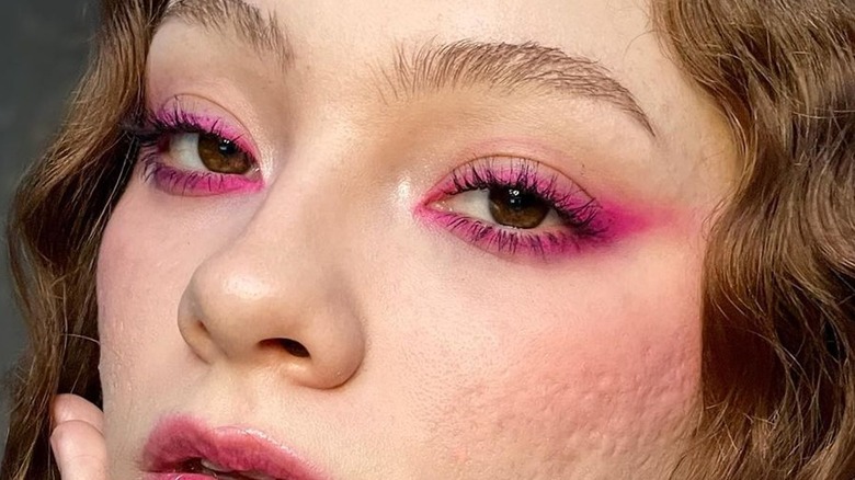 Pink smudged eyeliner