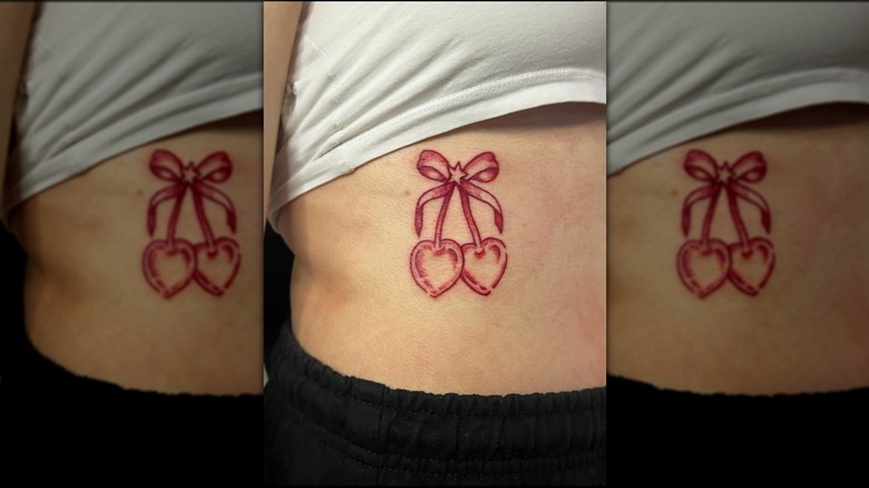 cherries rib tattoo