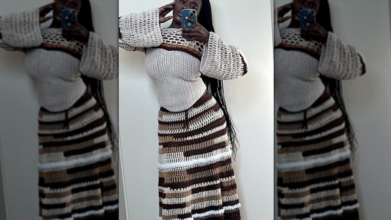 Crocheted maxi skirt